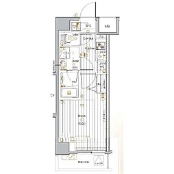 PREMIUMCUBEGNISHIOI 1Kの間取図画像