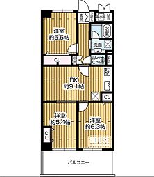 ライオンズマンション東品川 3DKの間取図画像