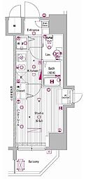 グランド・ガーラ大森 1Kの間取図画像