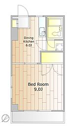 サンセット 1DKの間取図画像