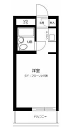 ユースフル都立大 ワンルームの間取図画像