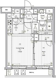 THEPREMIUMCUBEGOSAKI 1LDKの間取図画像