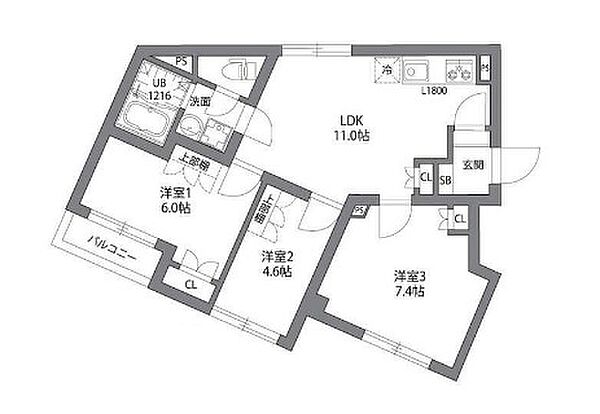 ジェムストーン目黒南 ｜東京都目黒区南3丁目(賃貸マンション3LDK・1階・58.69㎡)の写真 その2