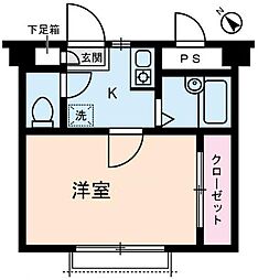 ドミール上池台 1階1Kの間取り