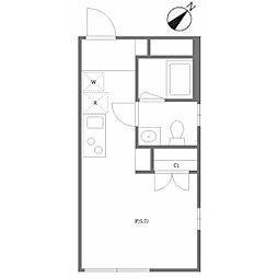 レガリア下丸子 3階ワンルームの間取り