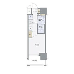 エステムプラザ芝公園 3階1Kの間取り