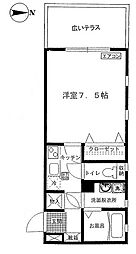 グラスフィールド 1Kの間取図画像