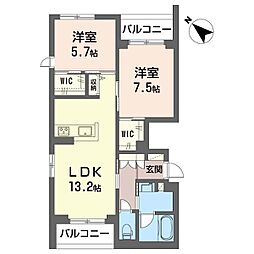 サンベレオ大倉山III 2LDKの間取図画像