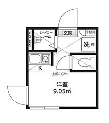 シャンピニオン都立大 1Kの間取図画像