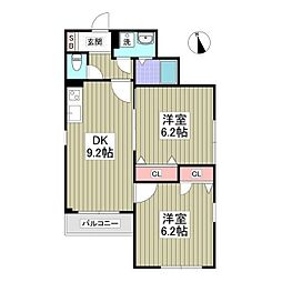 アストラ 2DKの間取図画像
