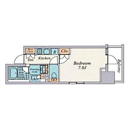 CRESTCOURT広尾 1Kの間取図画像