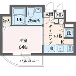 ウインベルデュエット恵比寿2 1DKの間取図画像