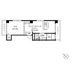 麻布長岡ハイツ 1LDKの間取図画像