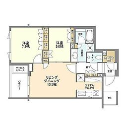 ザ・パークハウス広尾羽澤 2LDKの間取図画像