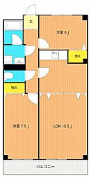 アパートメントカヤ田園調布 2LDKの間取図画像