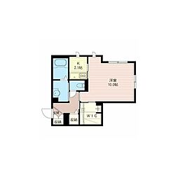 CrestCourt 1Kの間取図画像