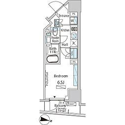 バウスフラッツ品川キャナルサイド 1Kの間取図画像
