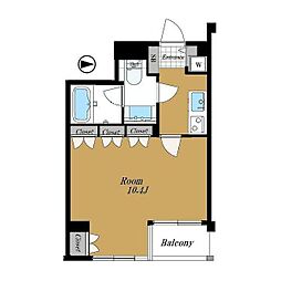 菱和パレス西麻布 1Kの間取図画像