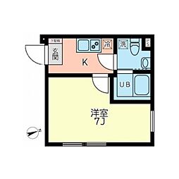 リトルズトーン梅屋敷 1Kの間取図画像