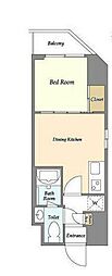 ミュプレ池上 1DKの間取図画像