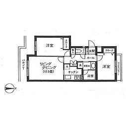 タウンフォルム武蔵小杉二番館 2LDKの間取図画像