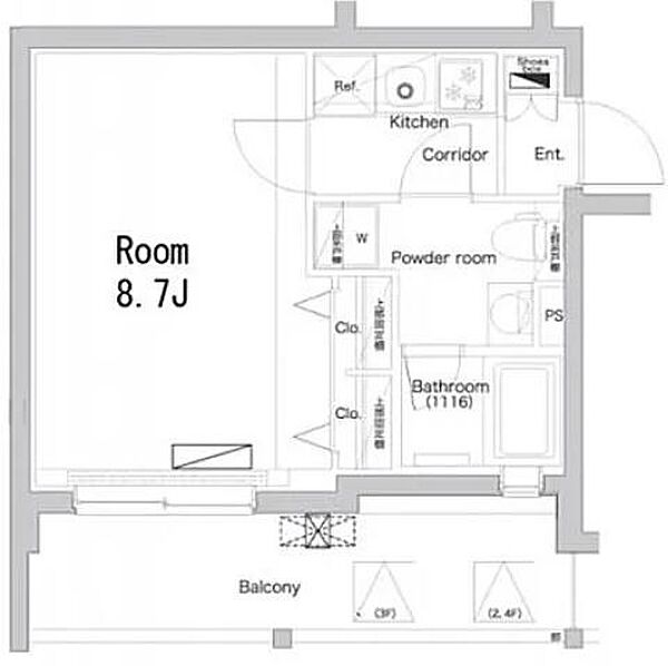 プレミアムキューブ奥沢#mo ｜東京都世田谷区奥沢7丁目(賃貸マンション1K・2階・25.43㎡)の写真 その2