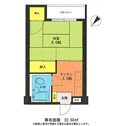 ニューあけぼの 1Kの間取図画像