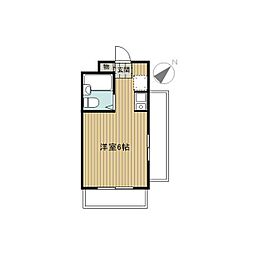 スカイコート都立大学 ワンルームの間取図画像