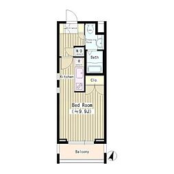 フォーフロント 1Kの間取図画像