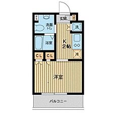 エスティメゾン武蔵小山 1Kの間取図画像
