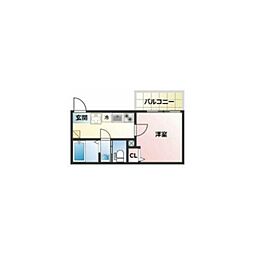 リアル綱島パークテラスB棟 1Kの間取図画像