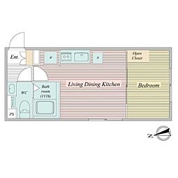 LiveFlat馬込 1LDKの間取図画像