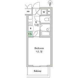 ルーブル都立大学 1Kの間取図画像