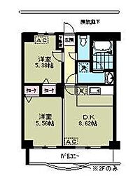 コアシティ新横浜 2DKの間取図画像
