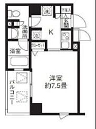 リージア雪谷 1Kの間取図画像