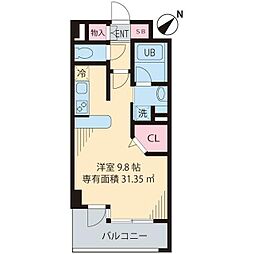 フォレスト446 6階ワンルームの間取り