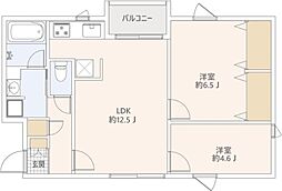 グランデュオ世田谷13 2LDKの間取図画像