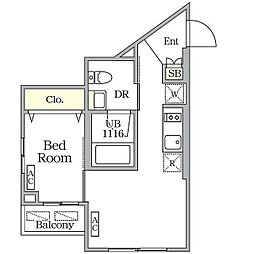 ユーレジデンス目黒東山 1DKの間取図画像