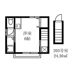 サンテラス ワンルームの間取図画像