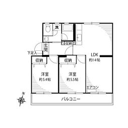 豊ロイヤルマンション 2LDKの間取図画像