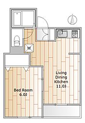 ティブロンコート 1LDKの間取図画像