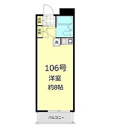パレロワイヤル弦巻 ワンルームの間取図画像
