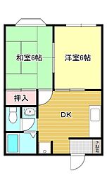 ストークフォーレストD棟 2DKの間取図画像