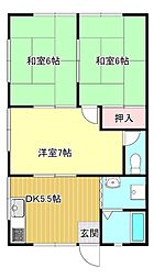 ウイズはかざ 3DKの間取図画像