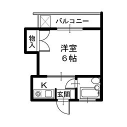 メゾンオオゾ 1Kの間取図画像