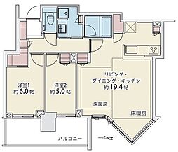 シティタワー東梅田パークフロント 2LDKの間取図画像