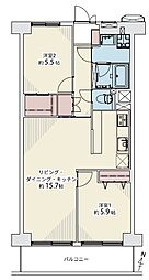 姫里スカイハイツ 2LDKの間取図画像