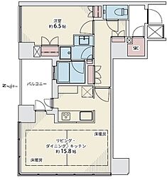 堂島ザ・レジデンスマークタワー 1LDKの間取図画像