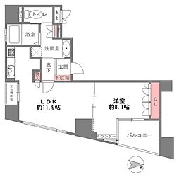 リーガル四つ橋筋 1LDKの間取図画像