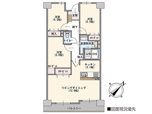 間取り ダイアパレス皆賀 4階/-